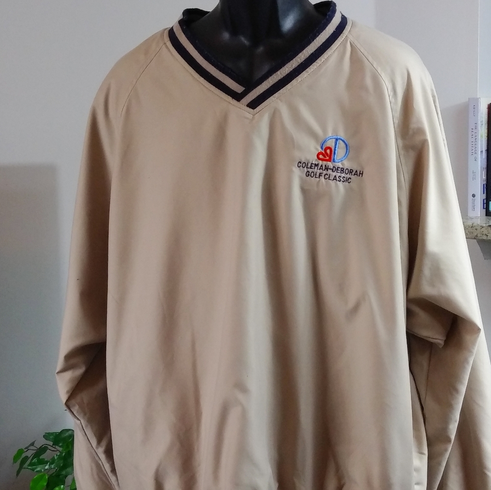 Performance Solid V-Neck Windbreaker Golf Pullover - image 1